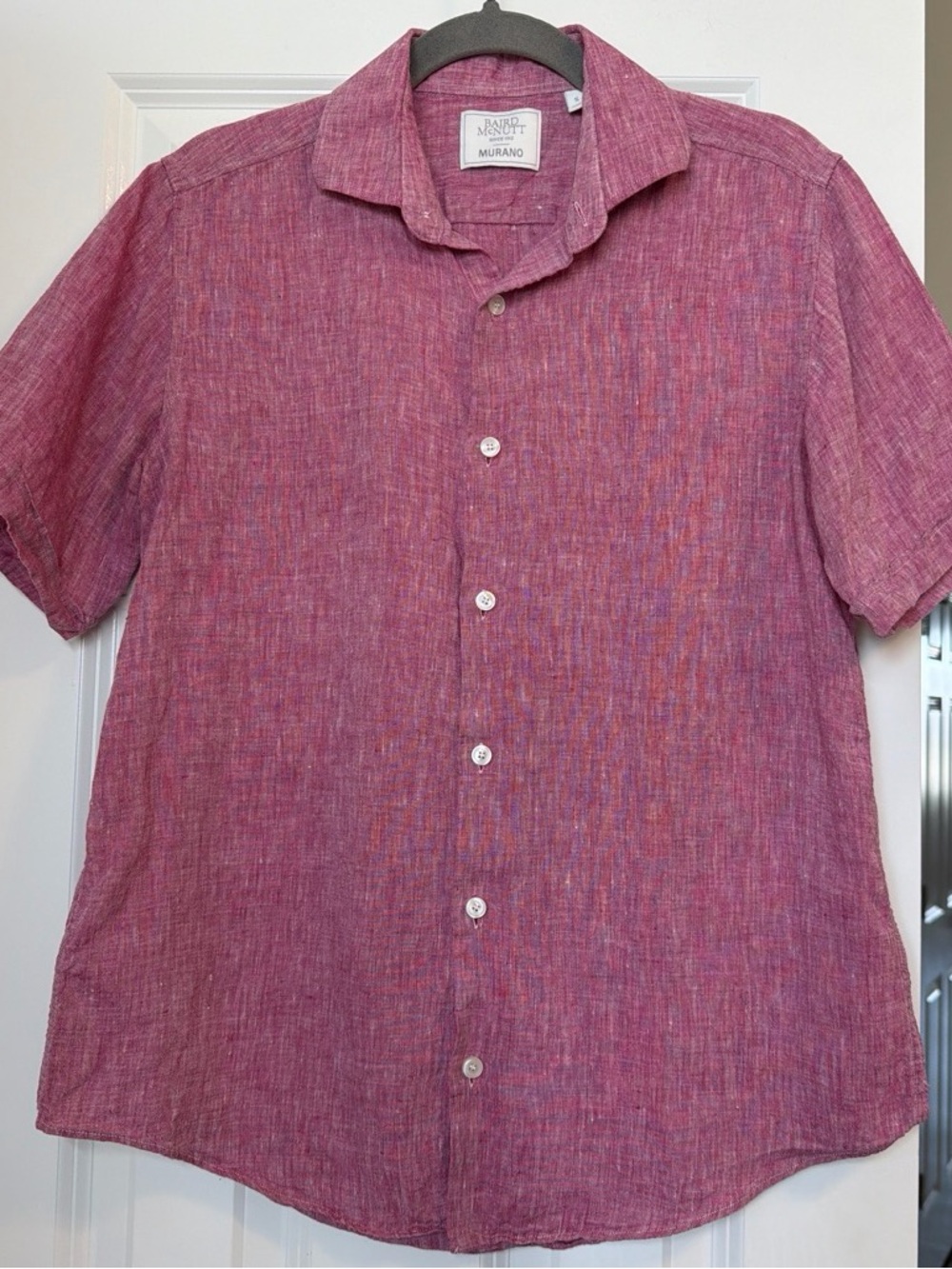 Murano Men's Linen Short-Sleeve Button-Down Shirt - Heathered Rose